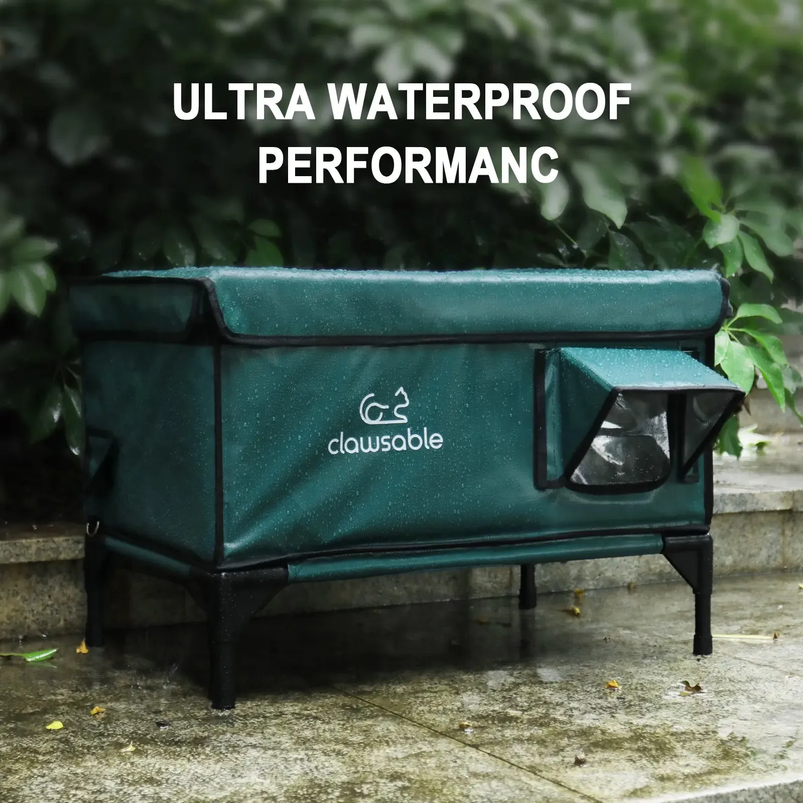 2-Door Lift-Top Elevated Heated Outdoor Cat House Large with CCTV