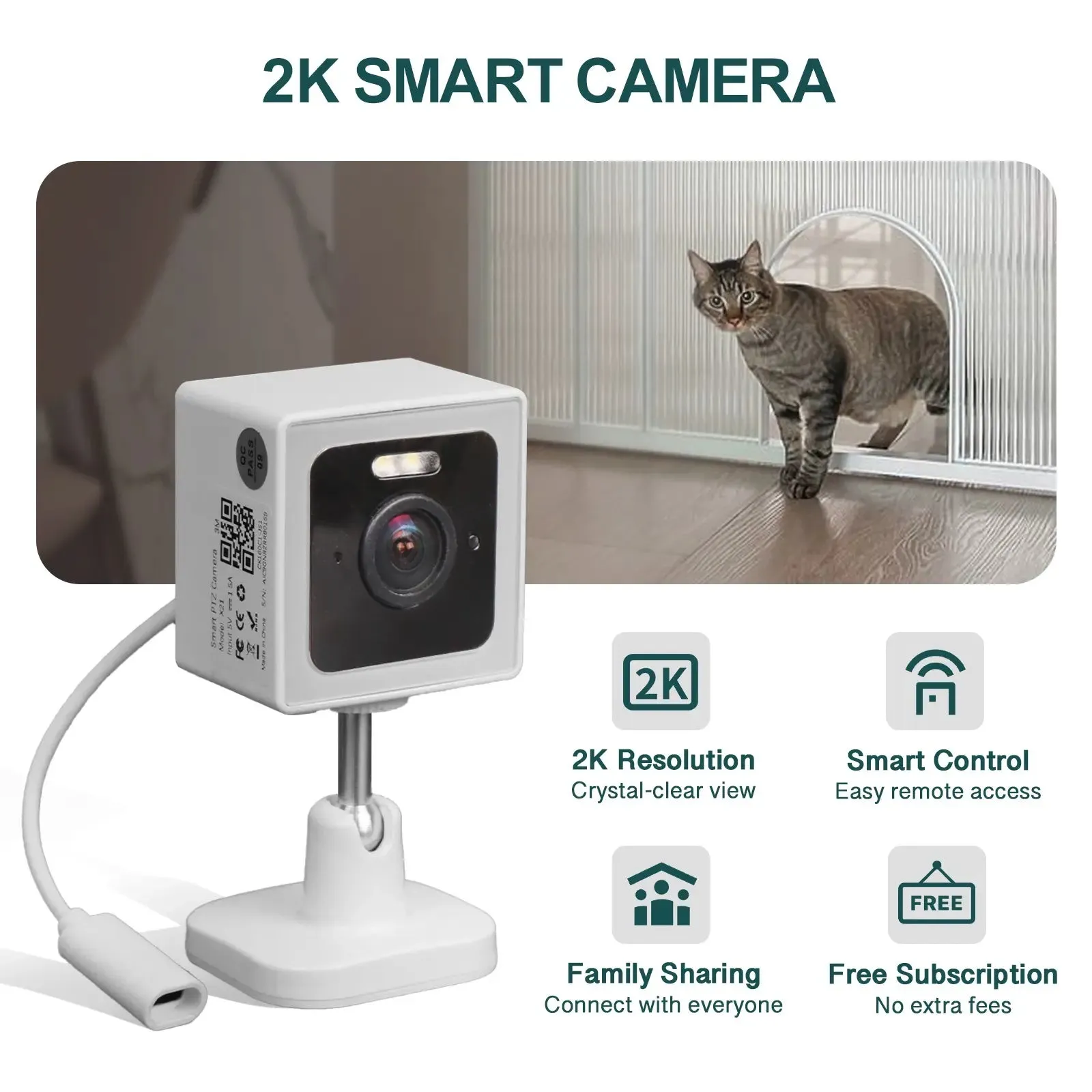 2-Door Lift-Top Elevated Heated Outdoor Cat House Large with CCTV