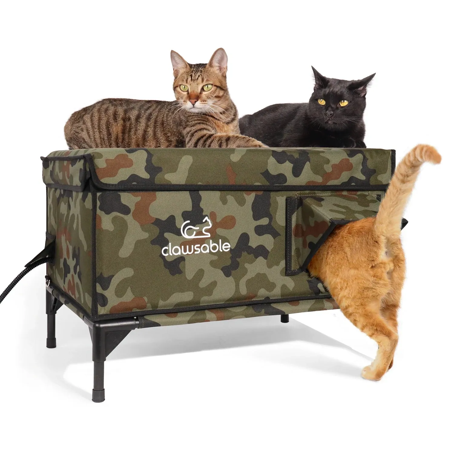 2-Door Lift-Top Elevated Heated Outdoor Cat House Large