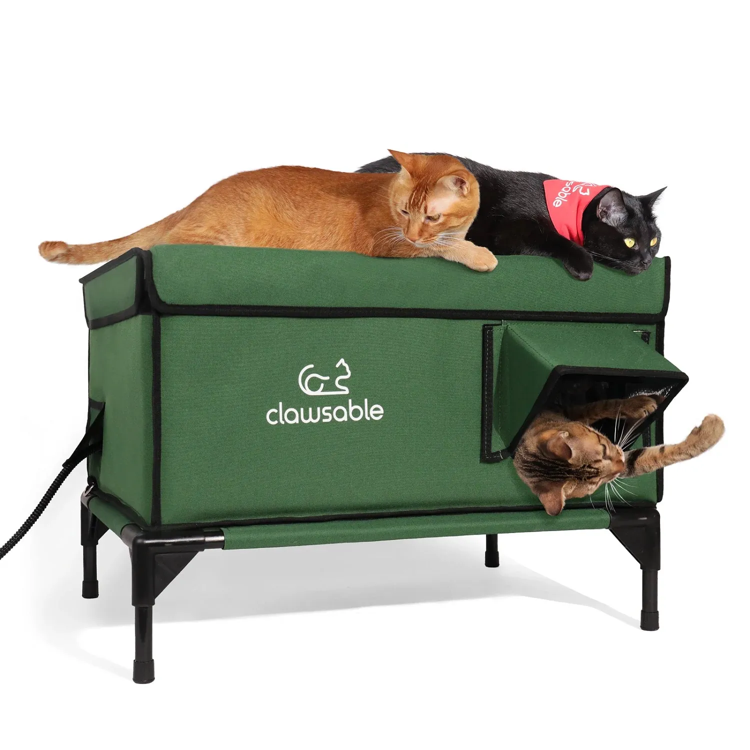 2-Door Lift-Top Elevated Heated Outdoor Cat House Large