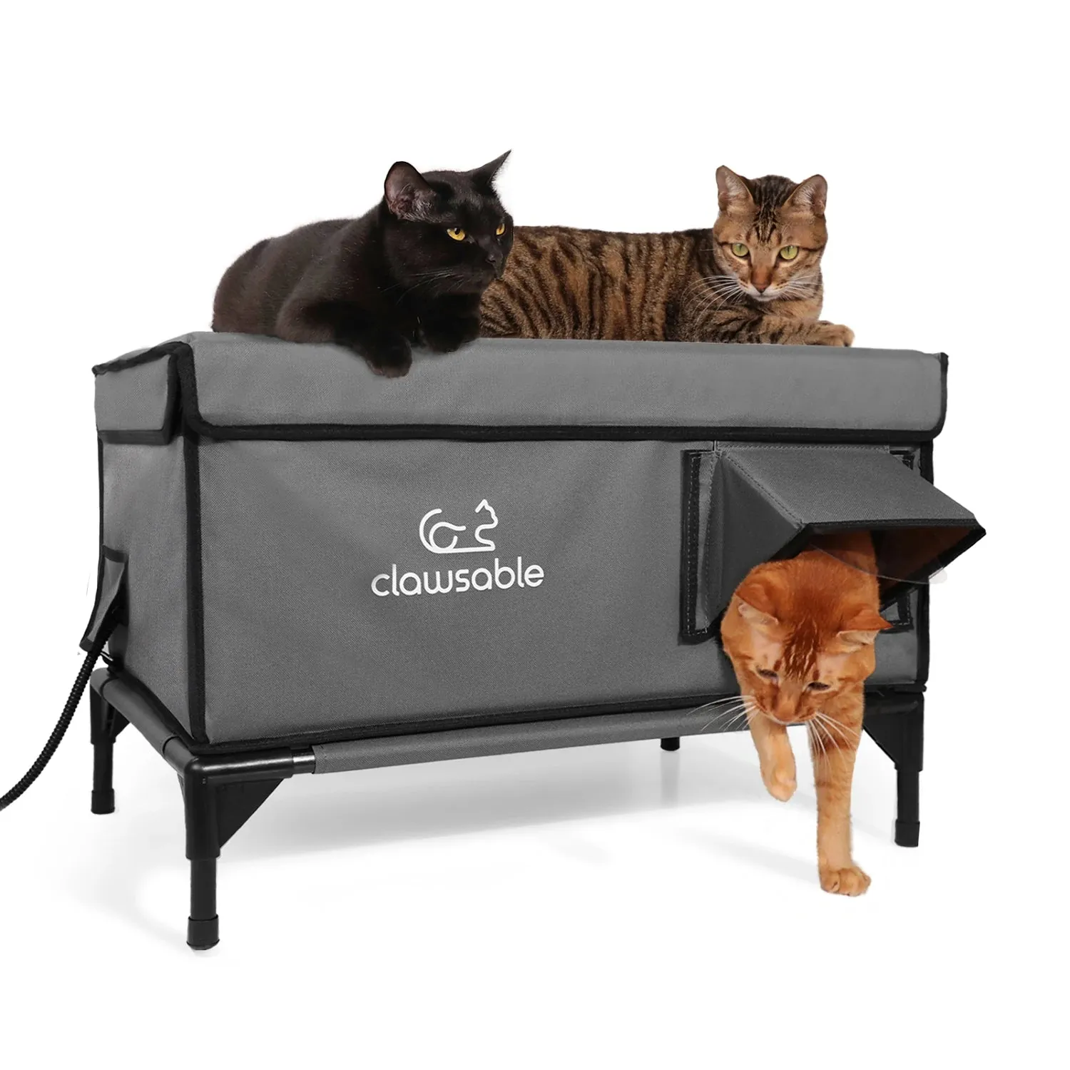 2-Door Lift-Top Elevated Heated Outdoor Cat House Large