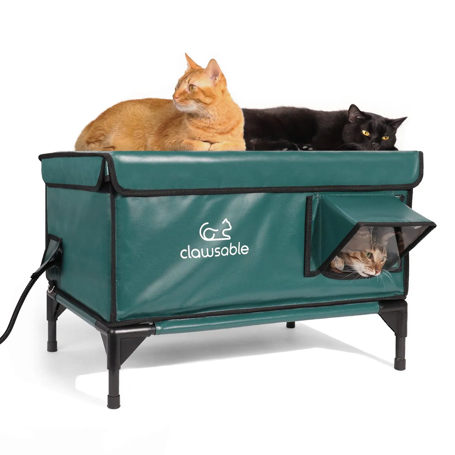 2-Door Lift-Top Elevated Heated Outdoor Cat House Large
