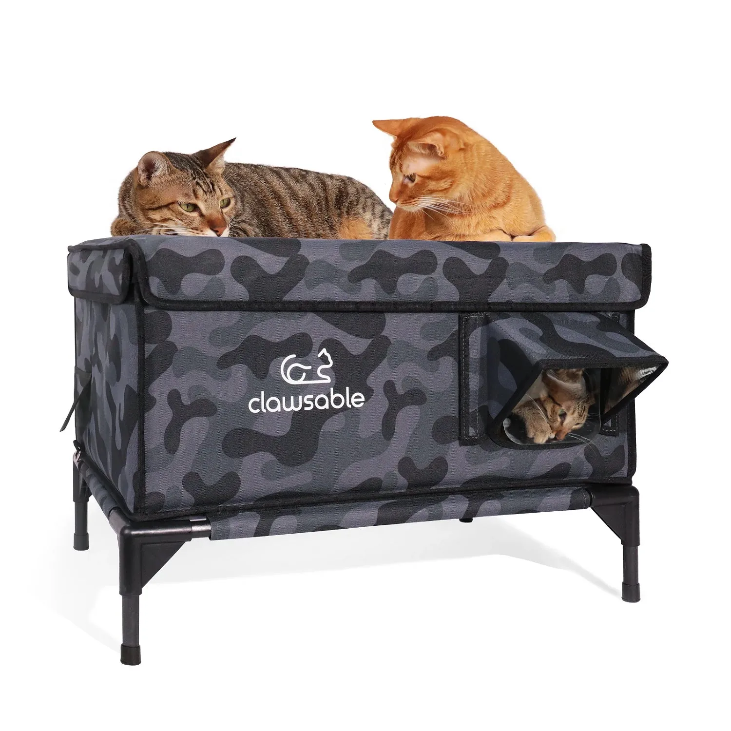 2-Door Lift-Top Elevated Insulated Outdoor Cat House Large