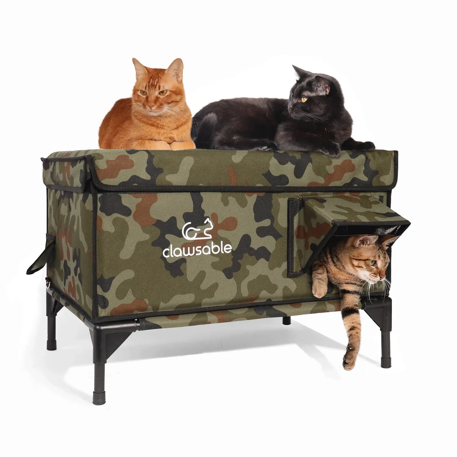 2-Door Lift-Top Elevated Insulated Outdoor Cat House Large