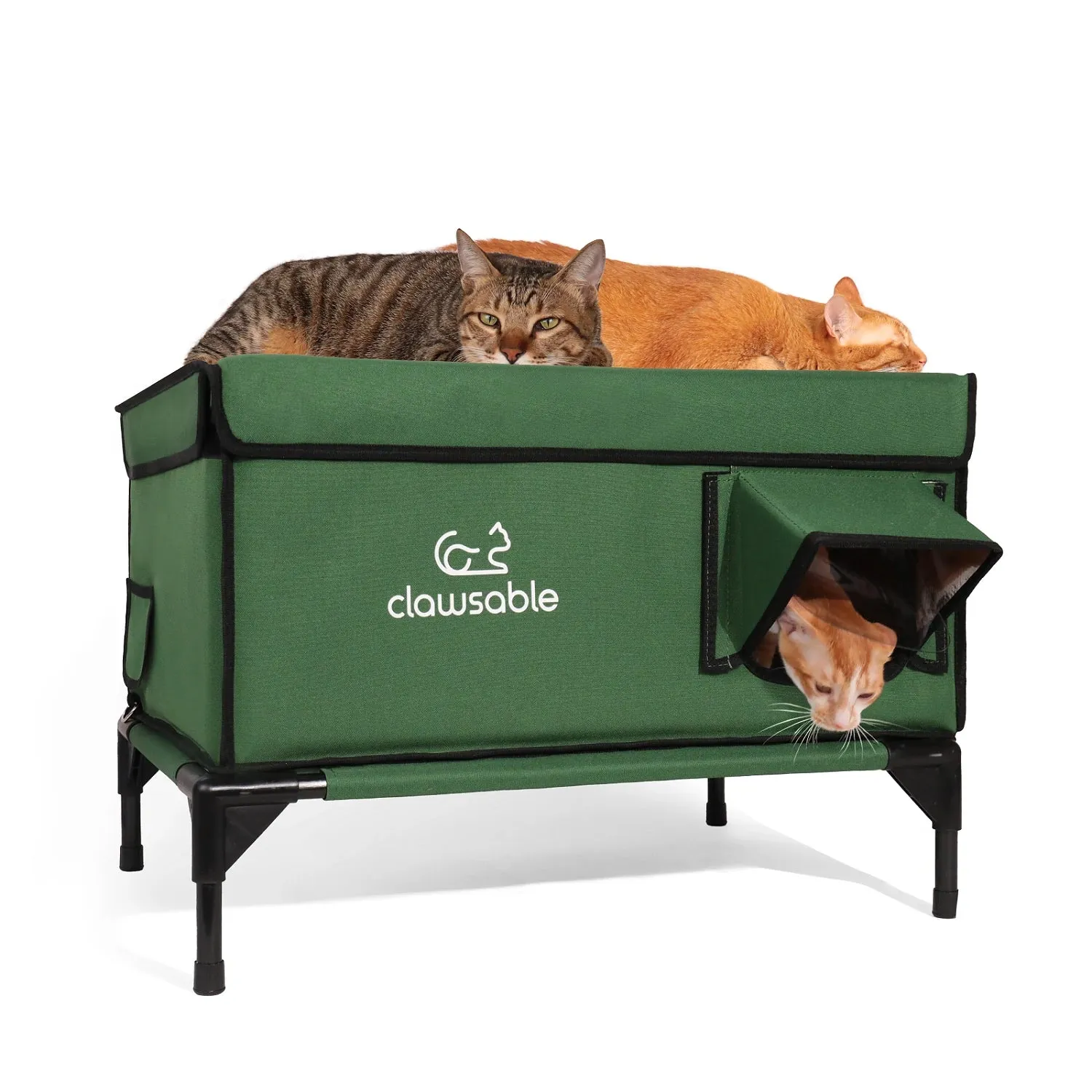 2-Door Lift-Top Elevated Insulated Outdoor Cat House Large
