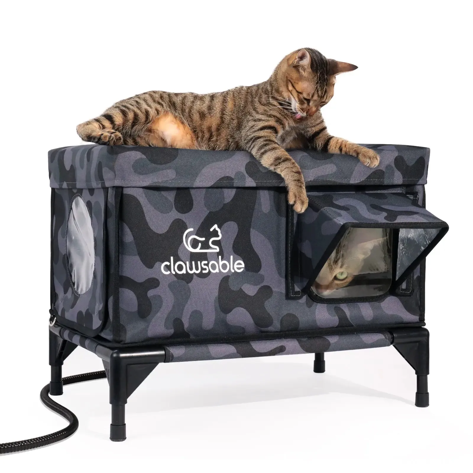 2-Door Portable Elevated Heated Outdoor Cat House Medium