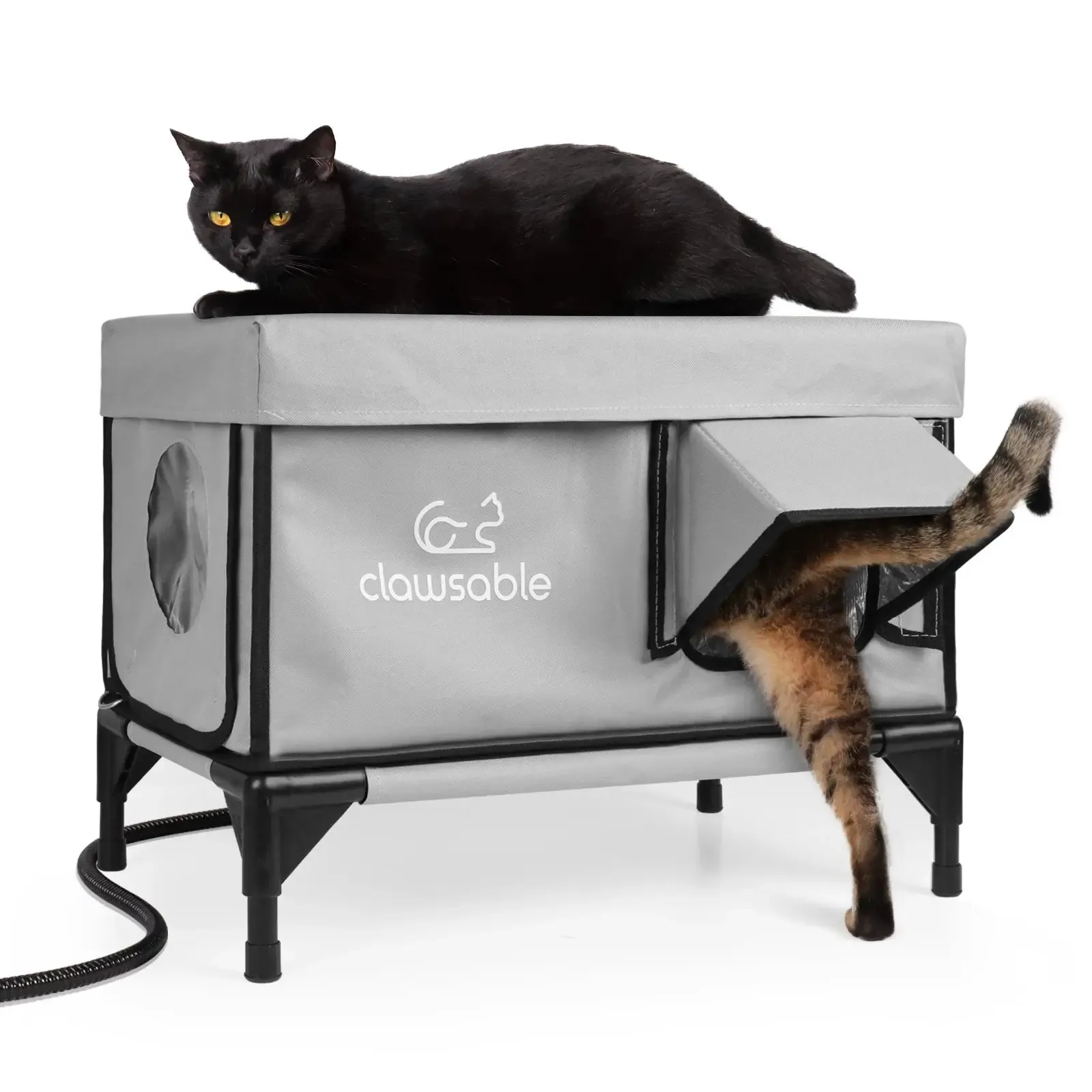 2-Door Portable Elevated Heated Outdoor Cat House Medium