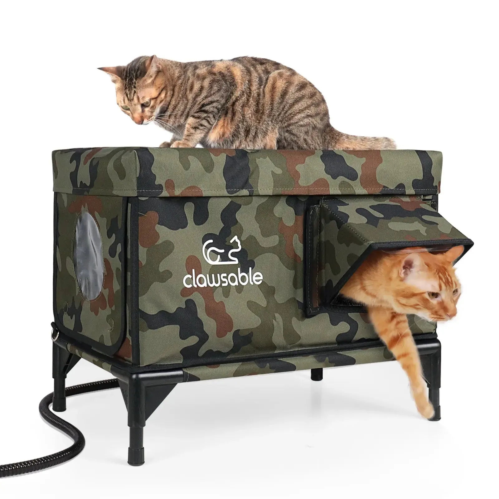 2-Door Portable Elevated Heated Outdoor Cat House Medium
