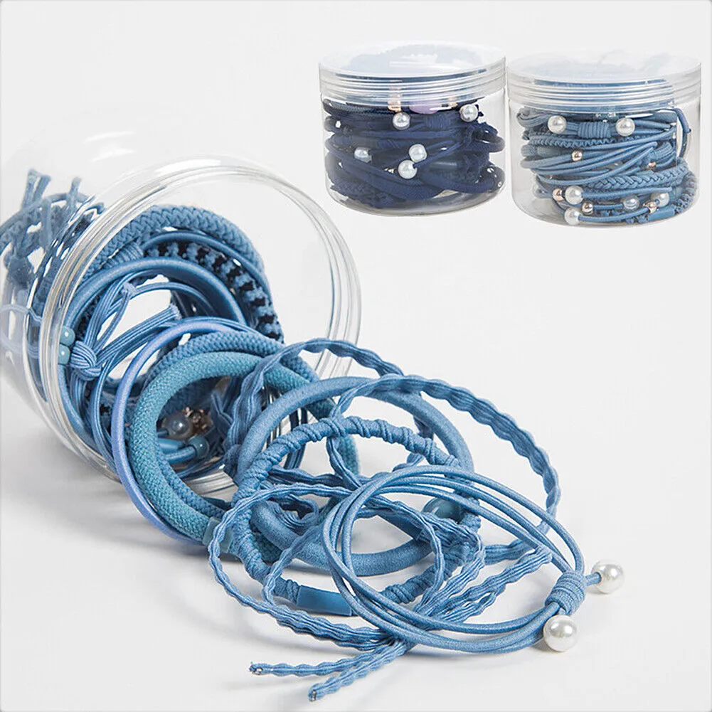 24 Pcs Set Korean Women Elastic Ponytail Holder Rope Hair Tie Ring Hairband Band