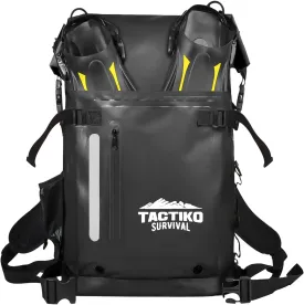 30L Heavy-Duty 100% Waterproof Backpack - Equipment Pocket, Carabiner - Roll Top Floating Dry Bags (Jet Black)