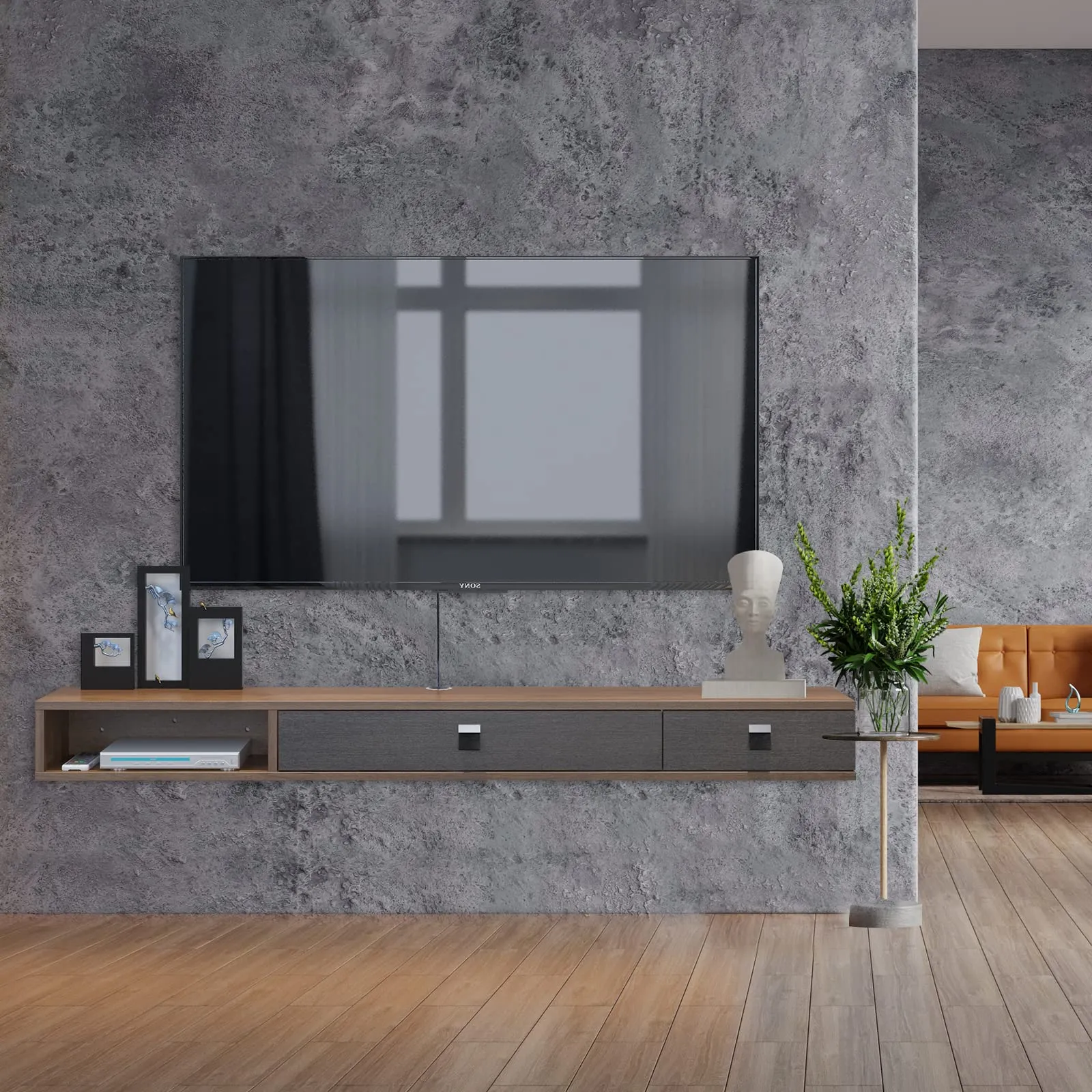 47" Dueta Floating TV Stand, Walnut