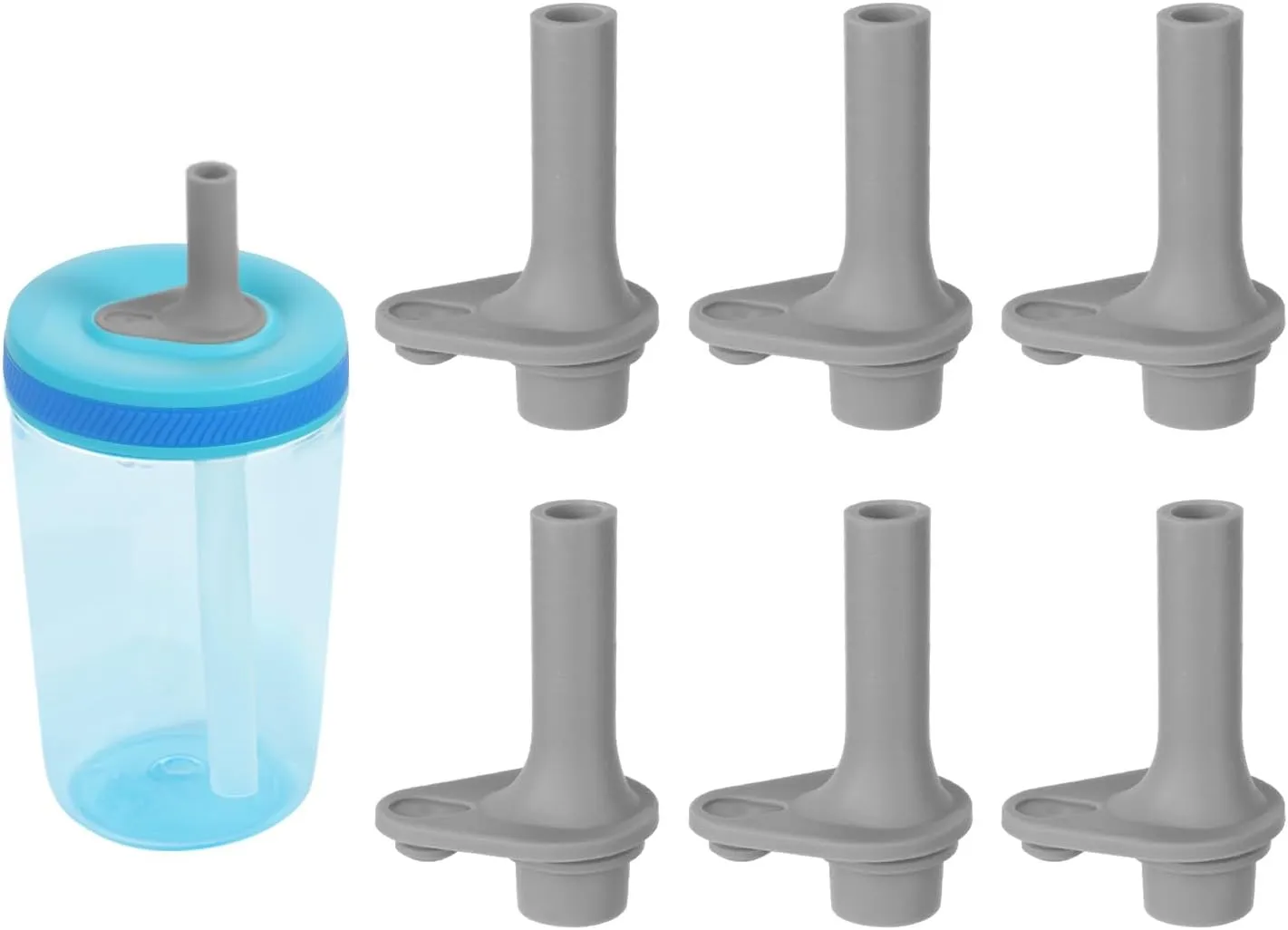 6pcs Replacement Bite Valve for Zak Designs Kelso 15oz, Silicone Mouthpiece Straw Accessories BPA-Free Water Bottle Parts Compatible with Zak Kids Straw Cups (Gray)