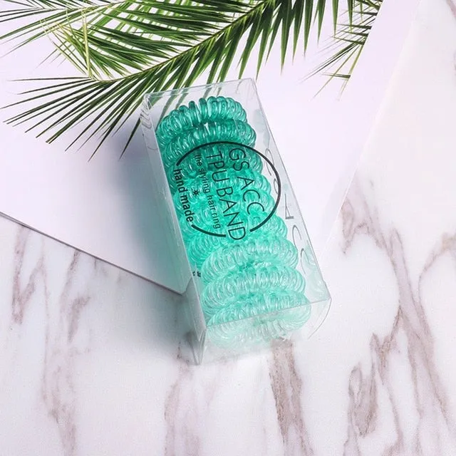 9Pcs/Box Women's Phone Ring Hair Bands With Box Girl Rubber