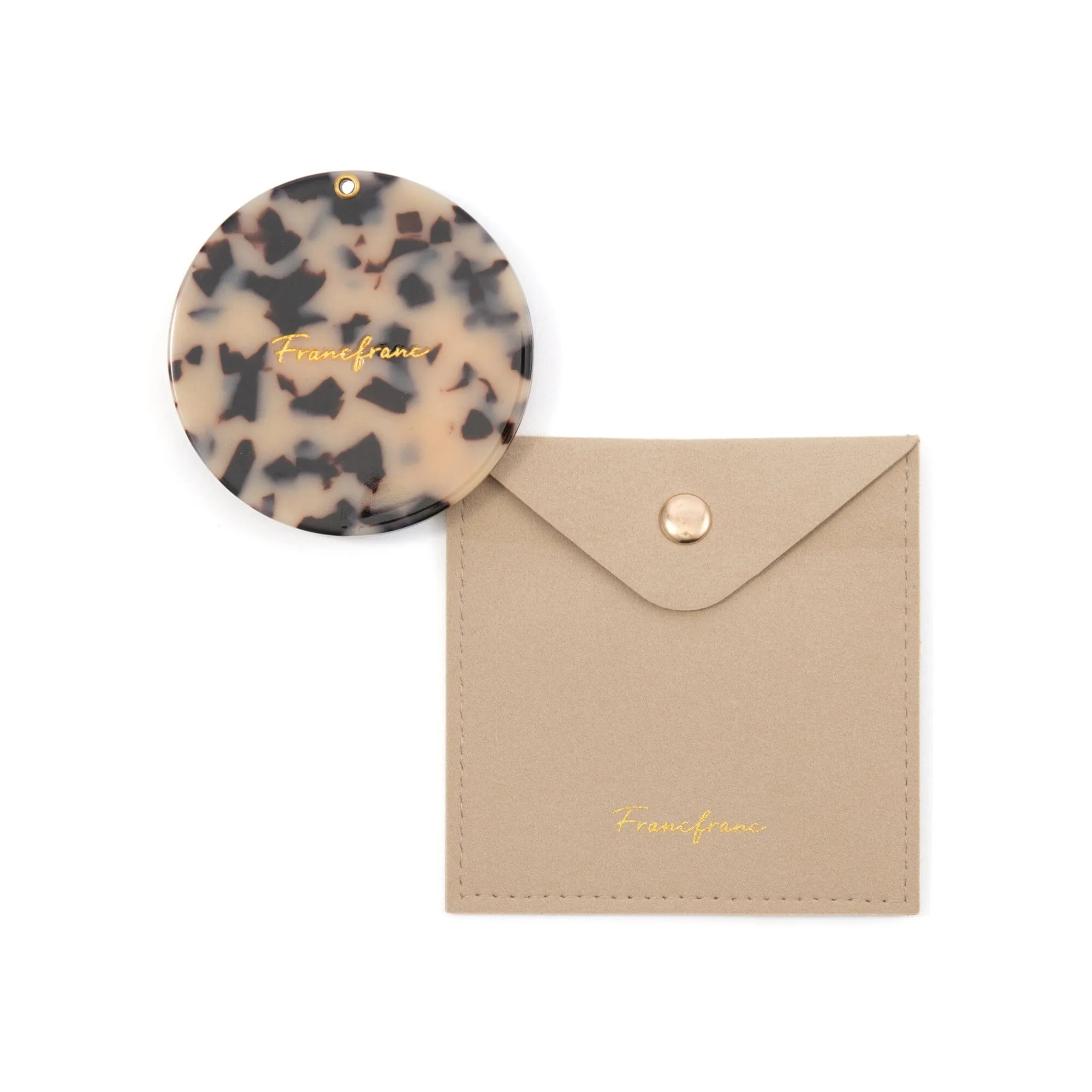 Compact Mirror With Pouch  Beige