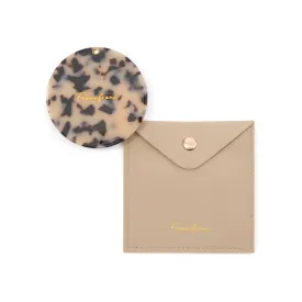 Compact Mirror With Pouch  Beige