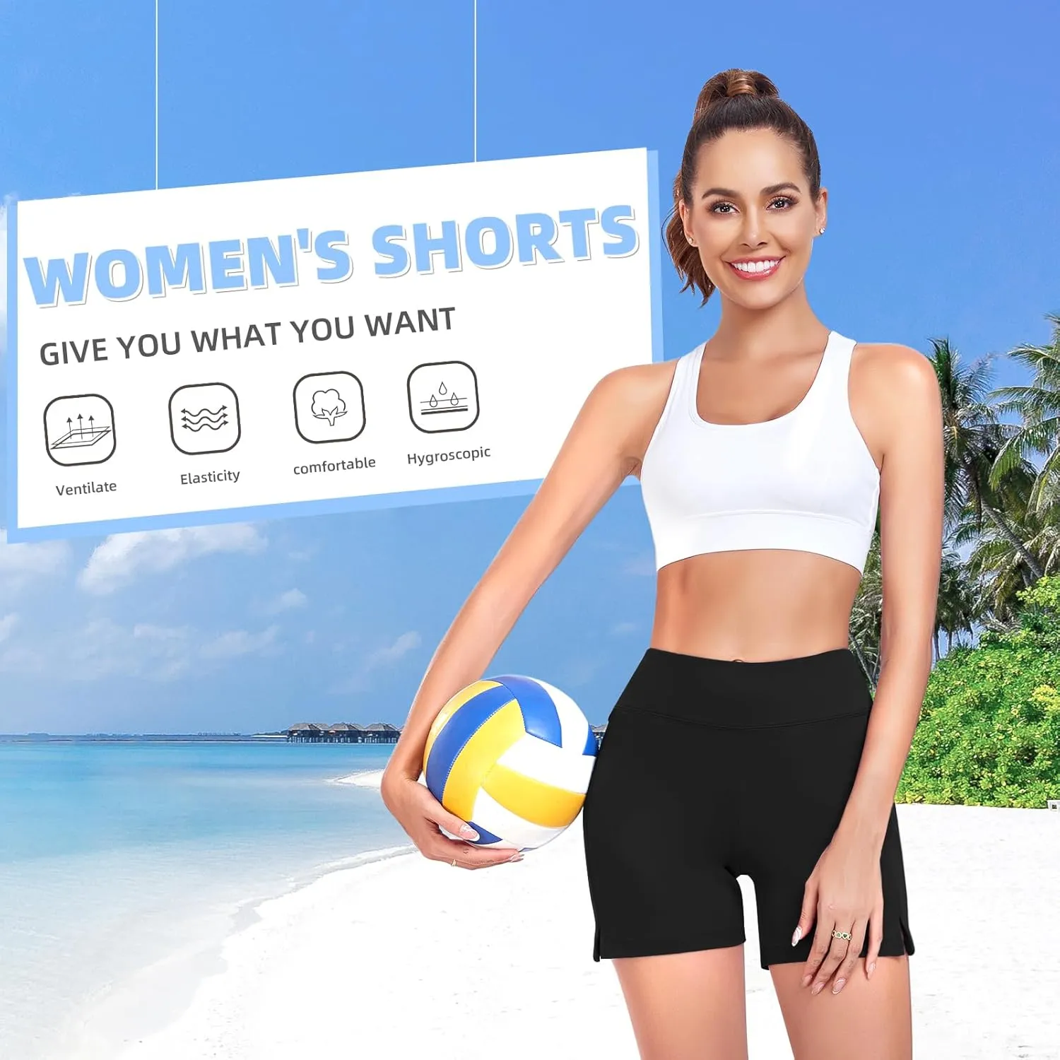 DAYOUNG Women's High Waisted Swim Skirt Tummy Control Board Shorts with Pocket Beach Bottoms with Liner