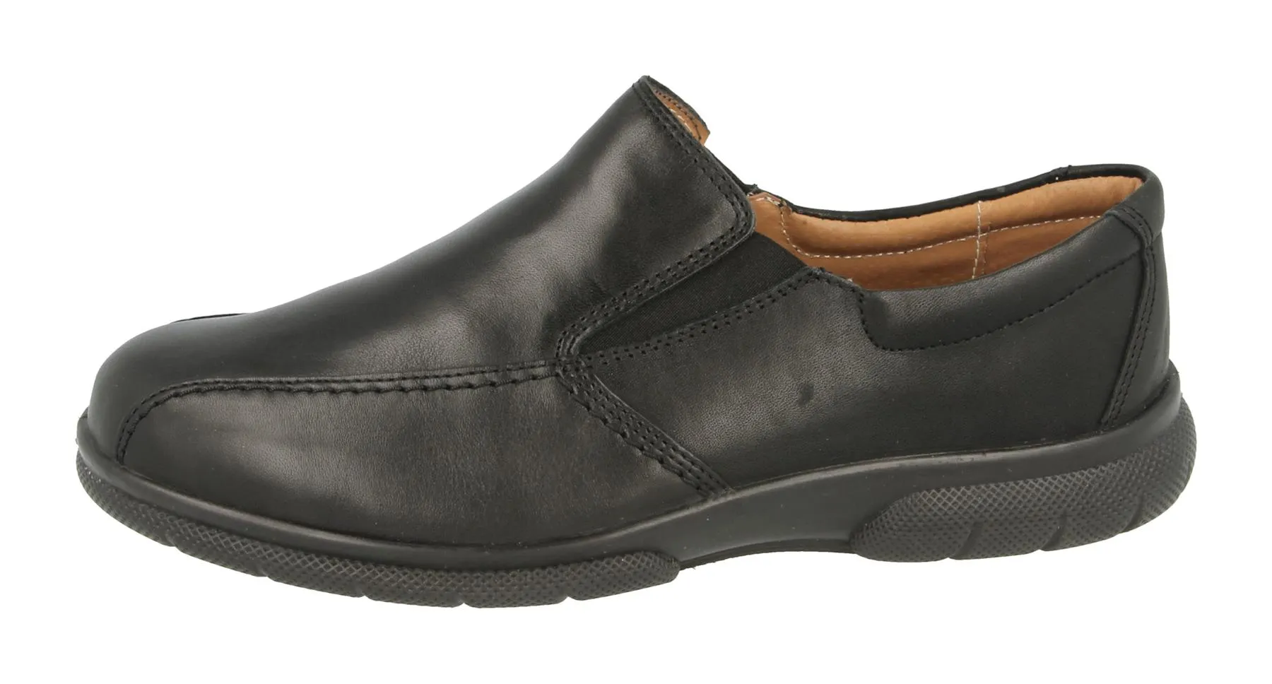 DB Shoes Mens Wide Fit (2V) Leather Slipon Loafer (Newport) in Black Size 7 - 14