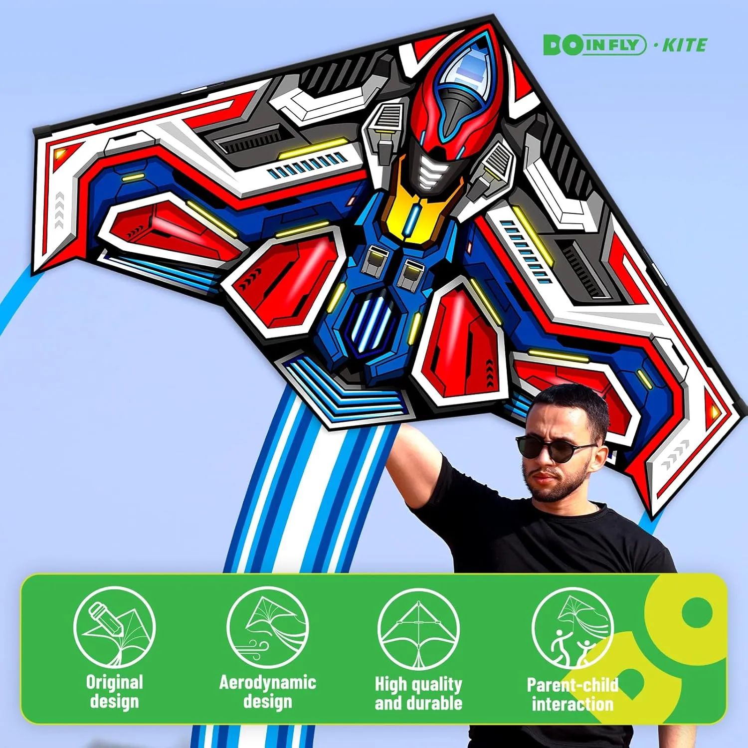 Delta Kite for Kids & Adults, Extremely Easy to Fly Kites, Single Line Beach Kite with Winder for Family Outdoor Games & Activities (Spaceship Kite)