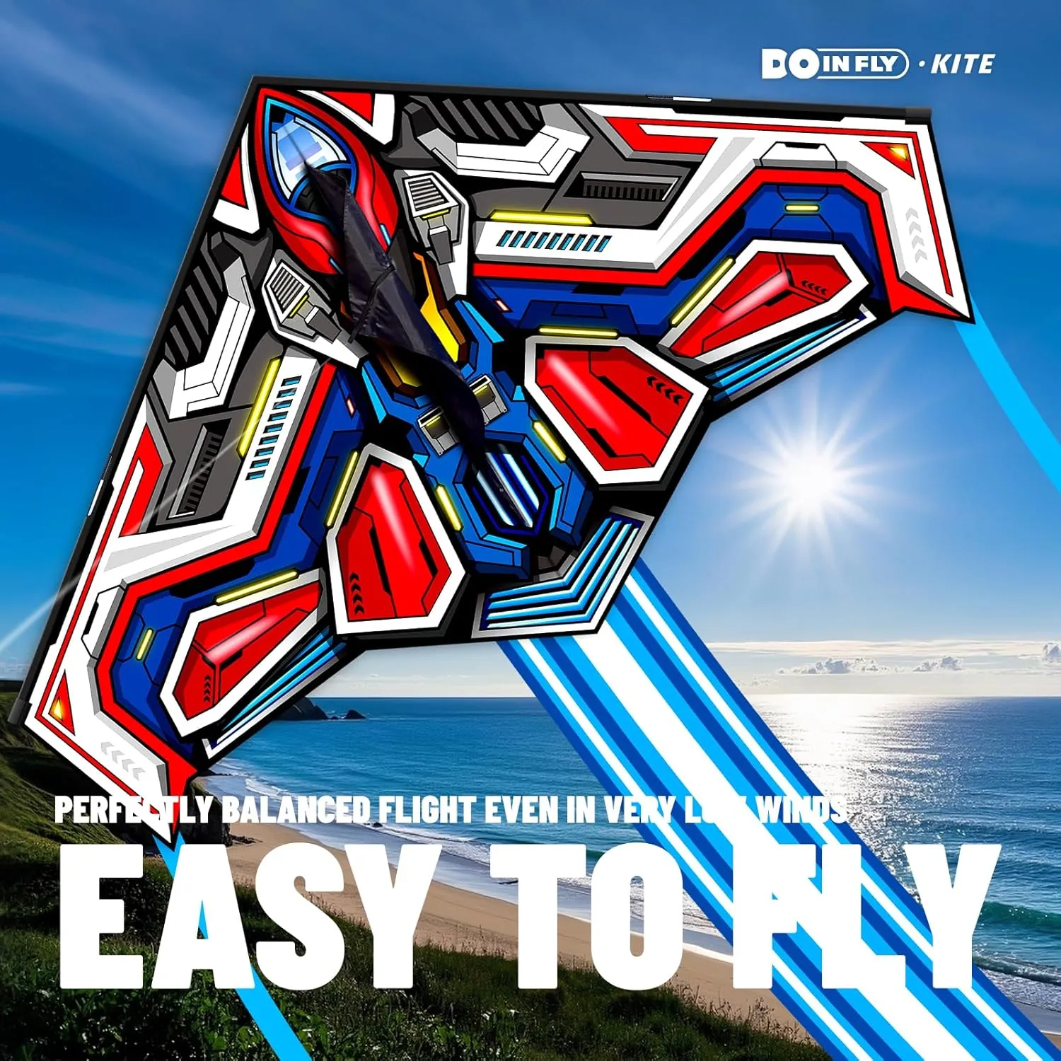 Delta Kite for Kids & Adults, Extremely Easy to Fly Kites, Single Line Beach Kite with Winder for Family Outdoor Games & Activities (Spaceship Kite)