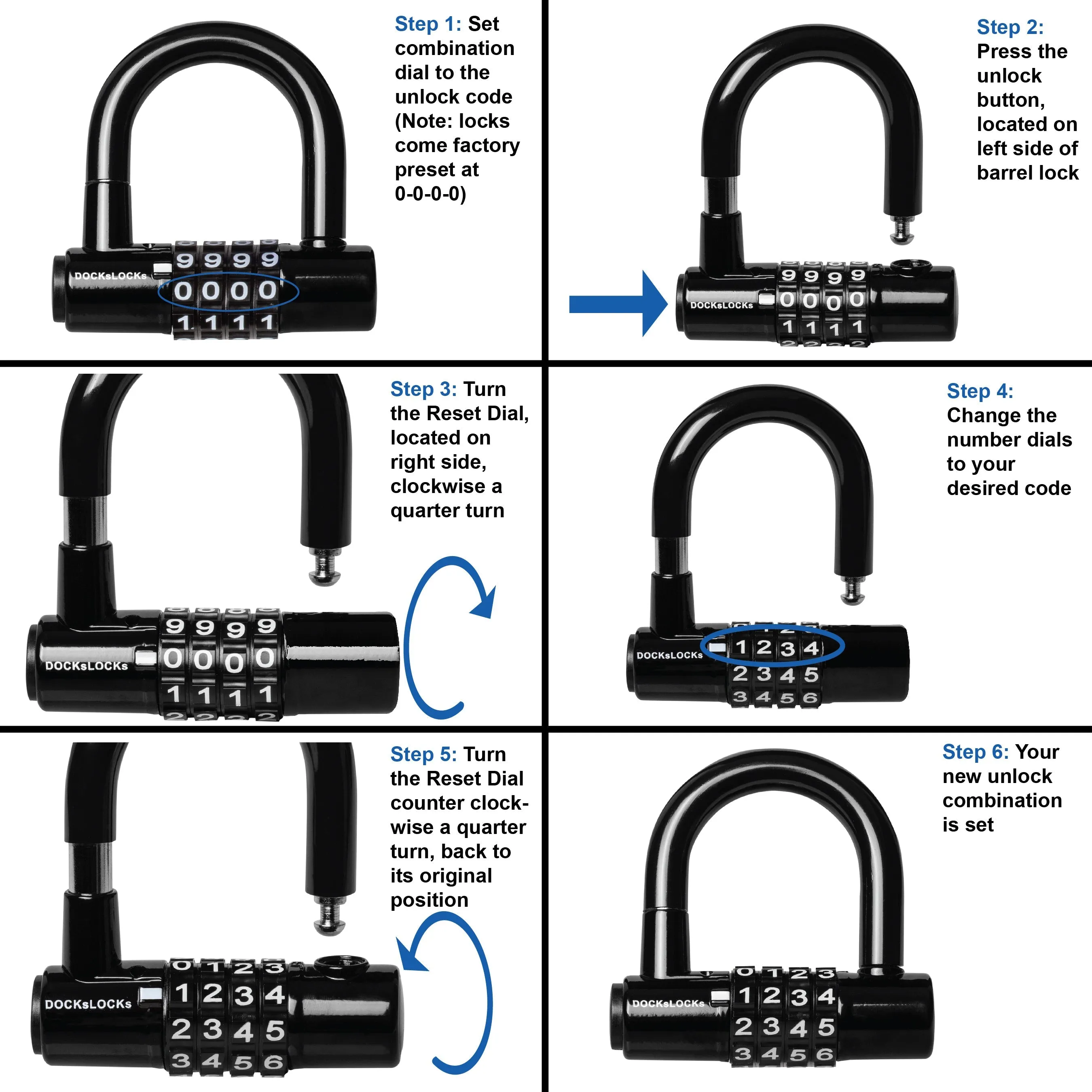 DocksLocks® Anti-Theft Weather Resistant Short Shackle U-Lock