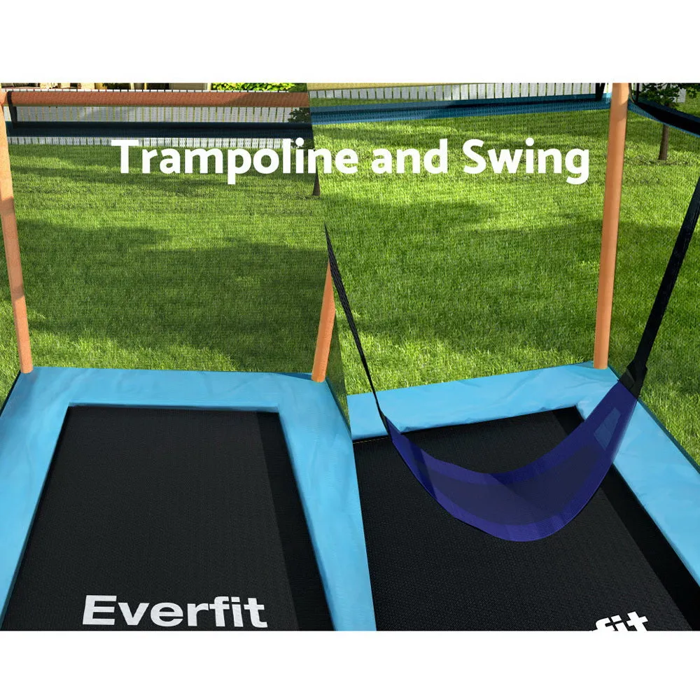 Everfit Trampoline for Kids 6FT with Enclosure Safety Net Swing Rectangle Orange