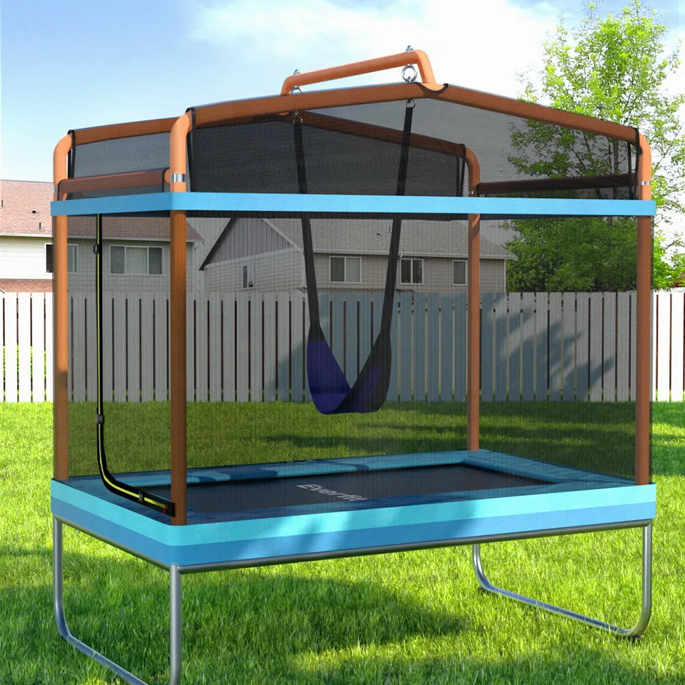 Everfit Trampoline for Kids 6FT with Enclosure Safety Net Swing Rectangle Orange