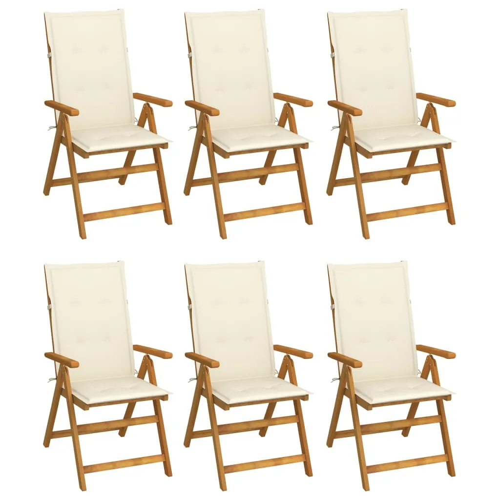 Folding Garden Chairs 6 pcs with Cushions Solid Acacia Wood