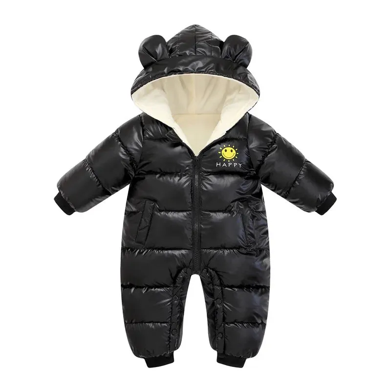 Full-body thermal suit with multicolored metallic hood
