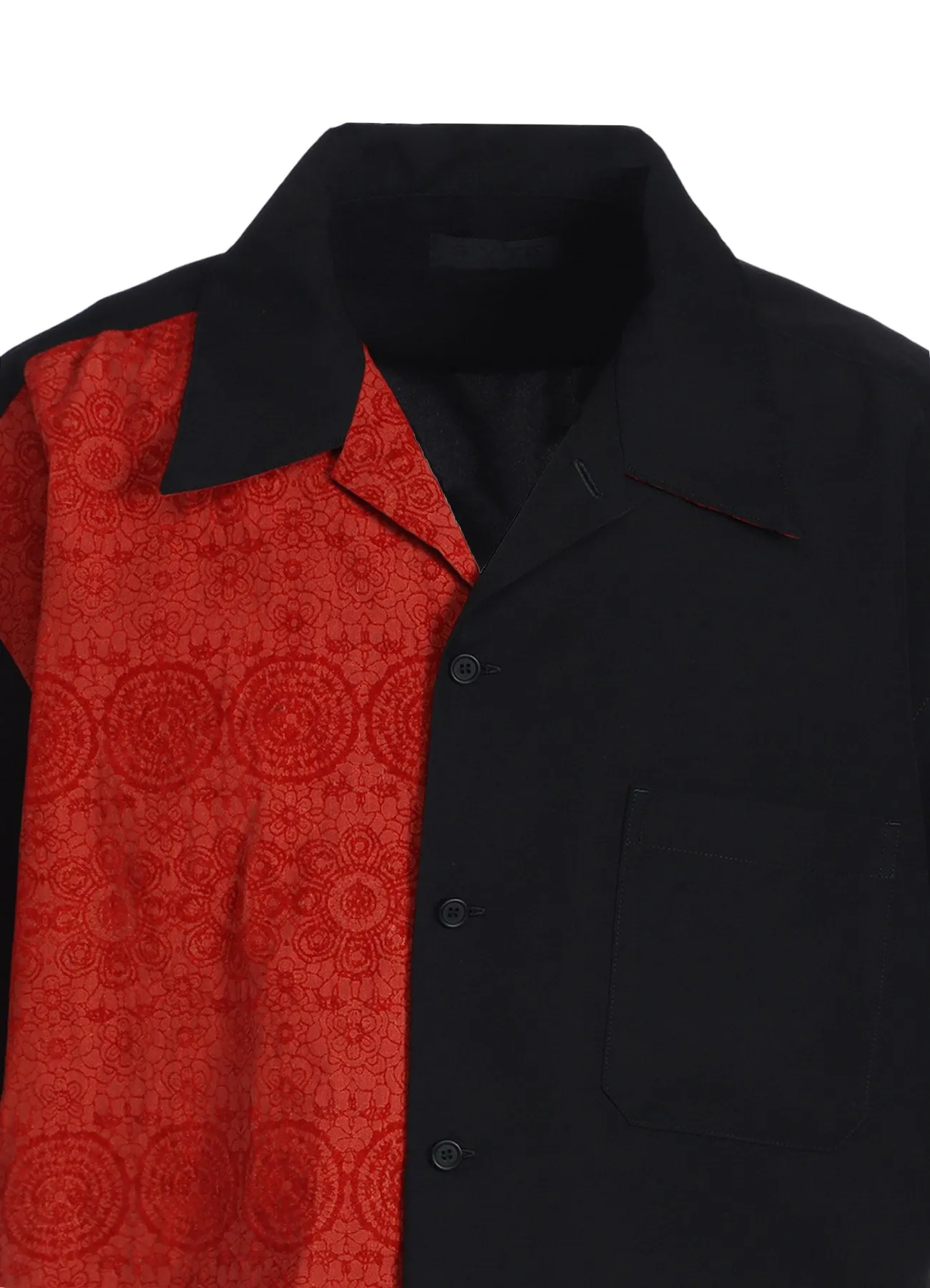 GABARDINE   MURAL LACE FADED FLOCKY LINEN CLOTH OPEN-COLLAR SHIRT