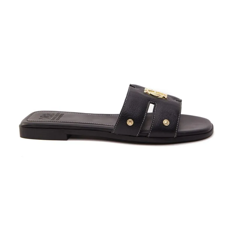 Holland Cooper Monogram Ladies Sliders - Black Leather