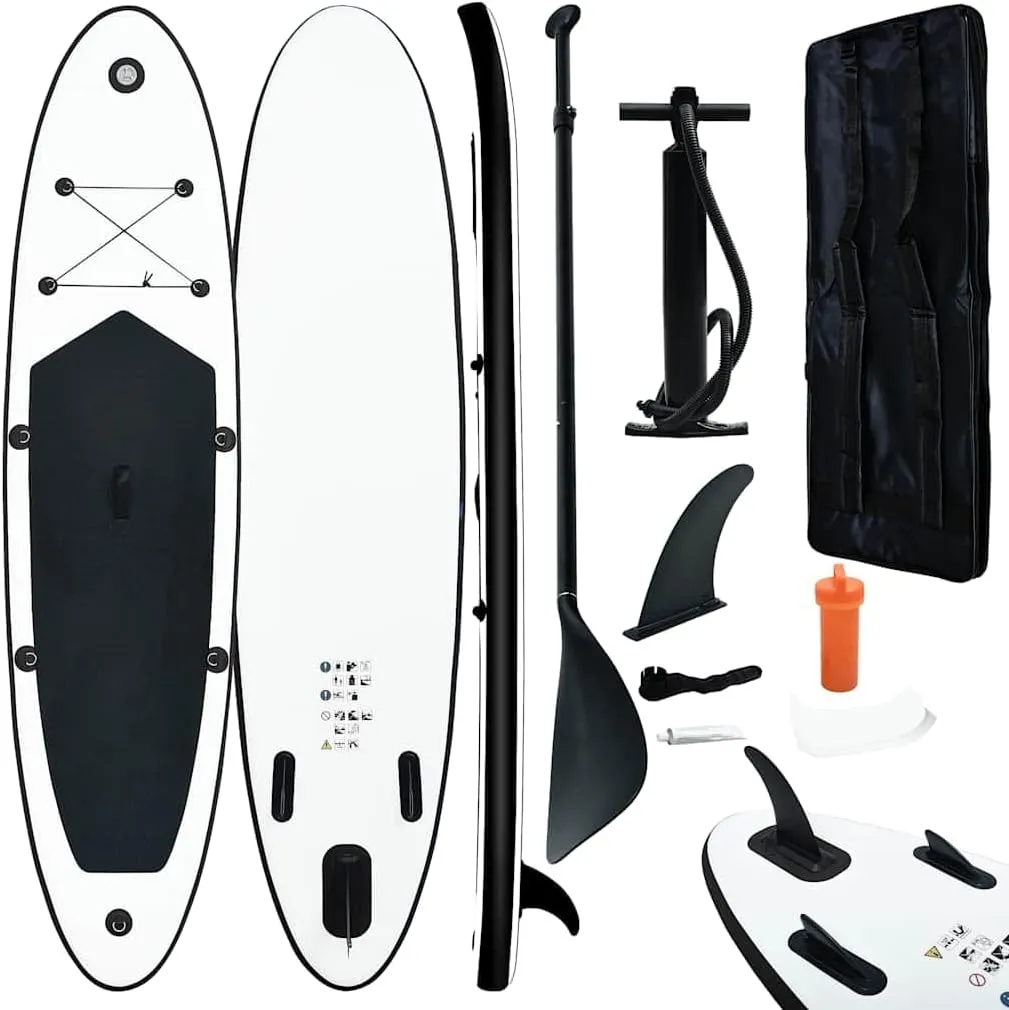 Inflatable Stand Up Paddle Board for Fun & Relaxation, Durable and Stable Design, for Water Adventures, Black and White 153.5"