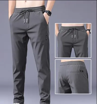 Jashiy URBAN WARMS Men-A's Dryfit Lycra Stretchable Trackpants, Ice Silk Breathable Casual Trackpants Running Jogger Drawstring Sweat Trackpants with Both Side Pockets for Men-A (Grey-M)