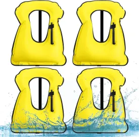Jerify 4 Pcs Inflatable Snorkel Vest Adults, Portable Swim Vest Jackets, Adjustable Kayaking Jackets Safety Vests for Snorkeling Swimming Diving Surfing