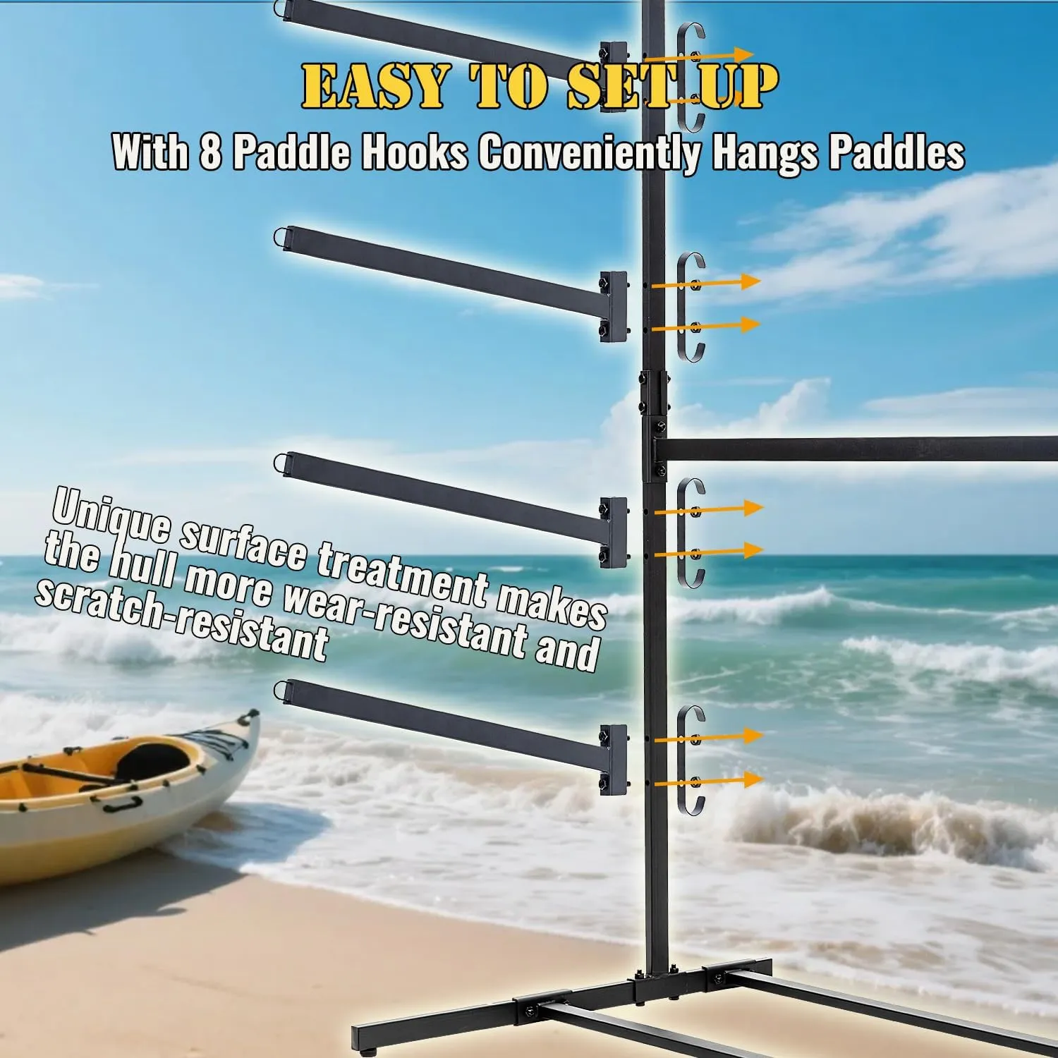 Kayak Storage Rack, Heavy Duty Kayak Racks for Garage and Outdoor Storage, Storage Rack for Kayak, Canoe, Surfboard & Paddleboard.
