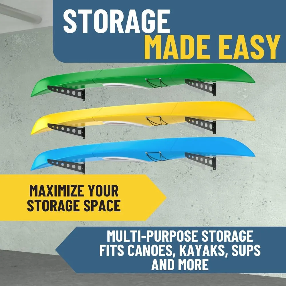 Koova Wall Mounted Storage Rack for Canoes, Kayaks and Stand Up Paddle Boards | Made in The USA | Easy to Install - Hardware Included