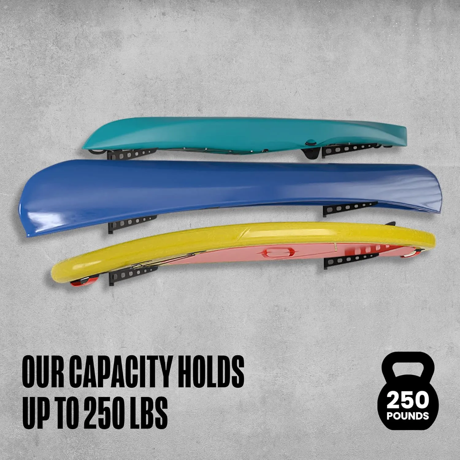 Koova Wall Mounted Storage Rack for Canoes, Kayaks and Stand Up Paddle Boards | Made in The USA | Easy to Install - Hardware Included