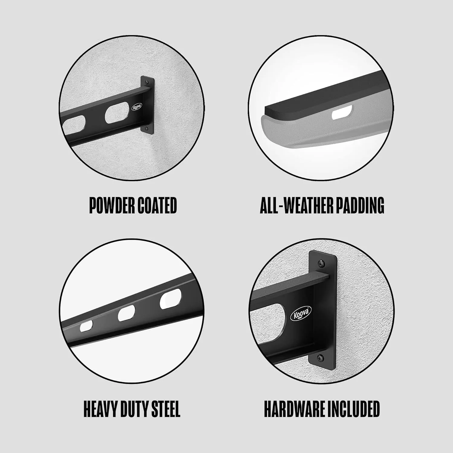 Koova Wall Mounted Storage Rack for Canoes, Kayaks and Stand Up Paddle Boards | Made in The USA | Easy to Install - Hardware Included