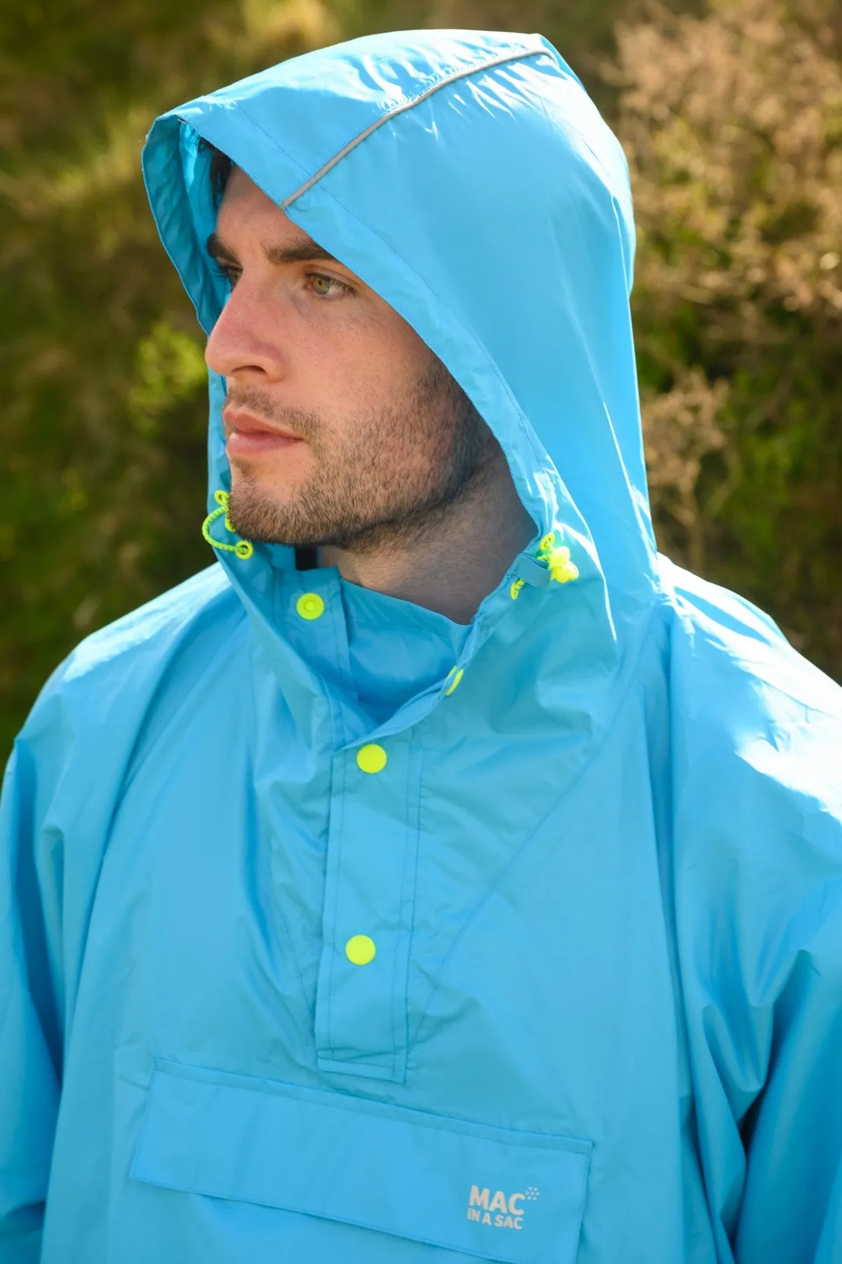 Mac in a Sac Adults Waterproof Breathable Windproof Unisex Packable Poncho-NEON BLUE