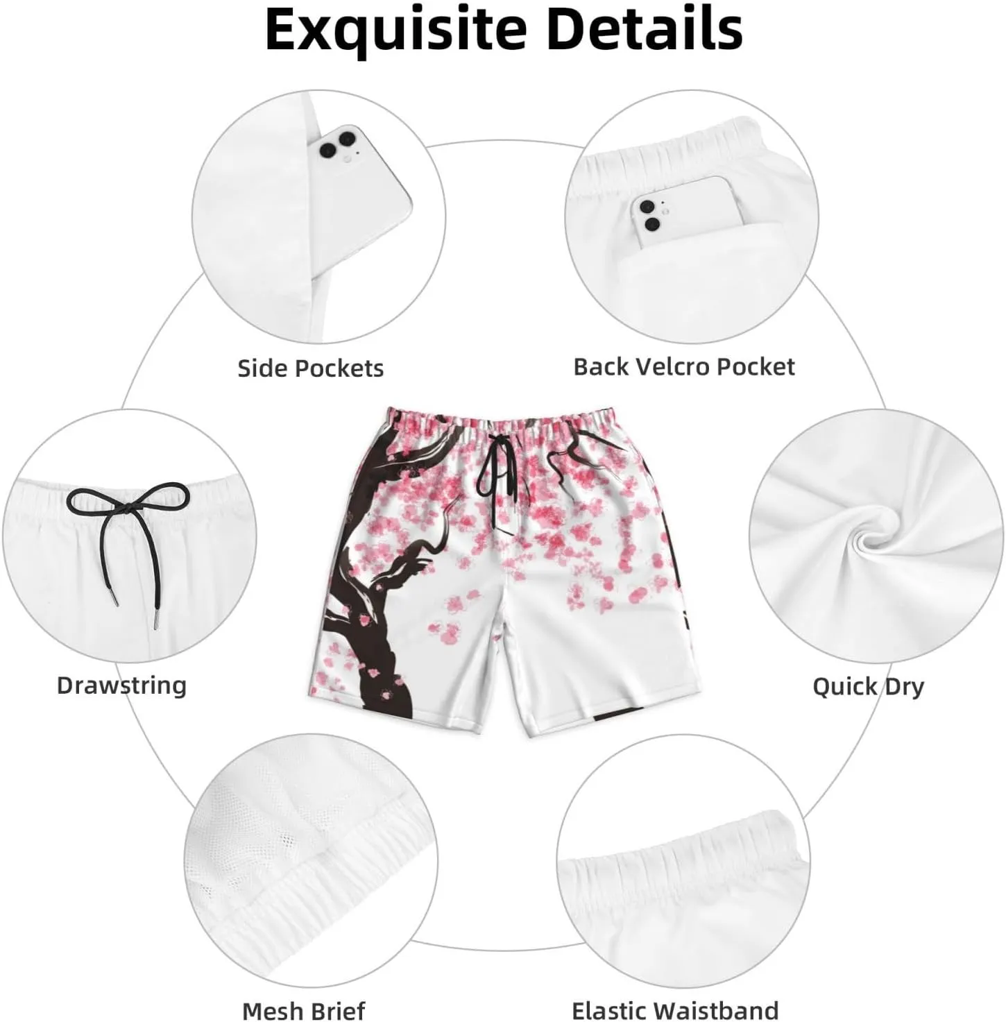 Mens Swim Trunks with Mesh Lining,Quick Dry Swimsuit Board Shorts Beach Pants Swimwear Bathing Suits
