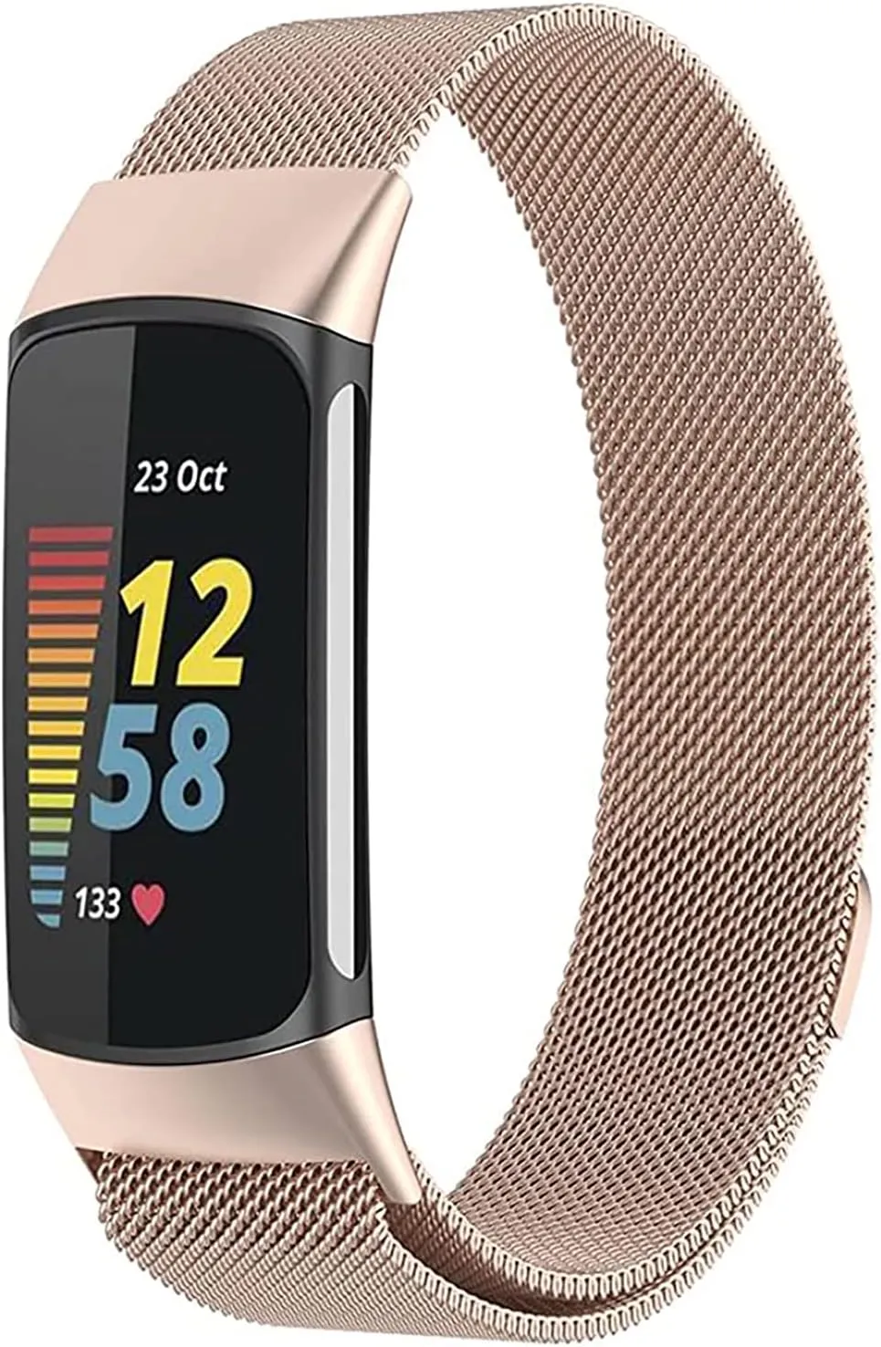 Metal Mesh Loop Bands for Fitbit Charge 5/Charge 6 Band for Women Men, Adjustable Stainless Steel Wristbands Replacement Straps for Charge 5/6 Activity Tracker