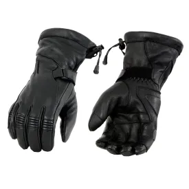 MG7518 Men's Black Deerskin Gauntlet Motorcycle Hand Gloves w/ i-Touch Screen Compatibility
