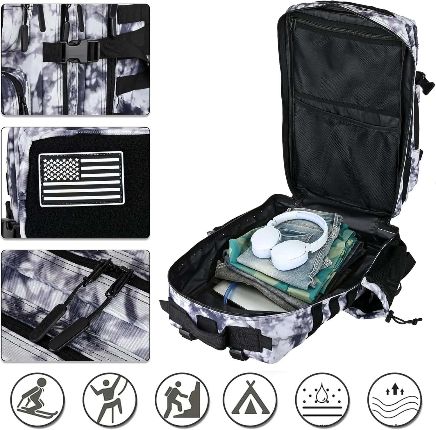 Military Tactical Backpack - 45L Molle Assault Pack for 3-Day Survival, Gym, Hunting, and Daily Use - Versatile Military Backpack & Trekking Day Pack