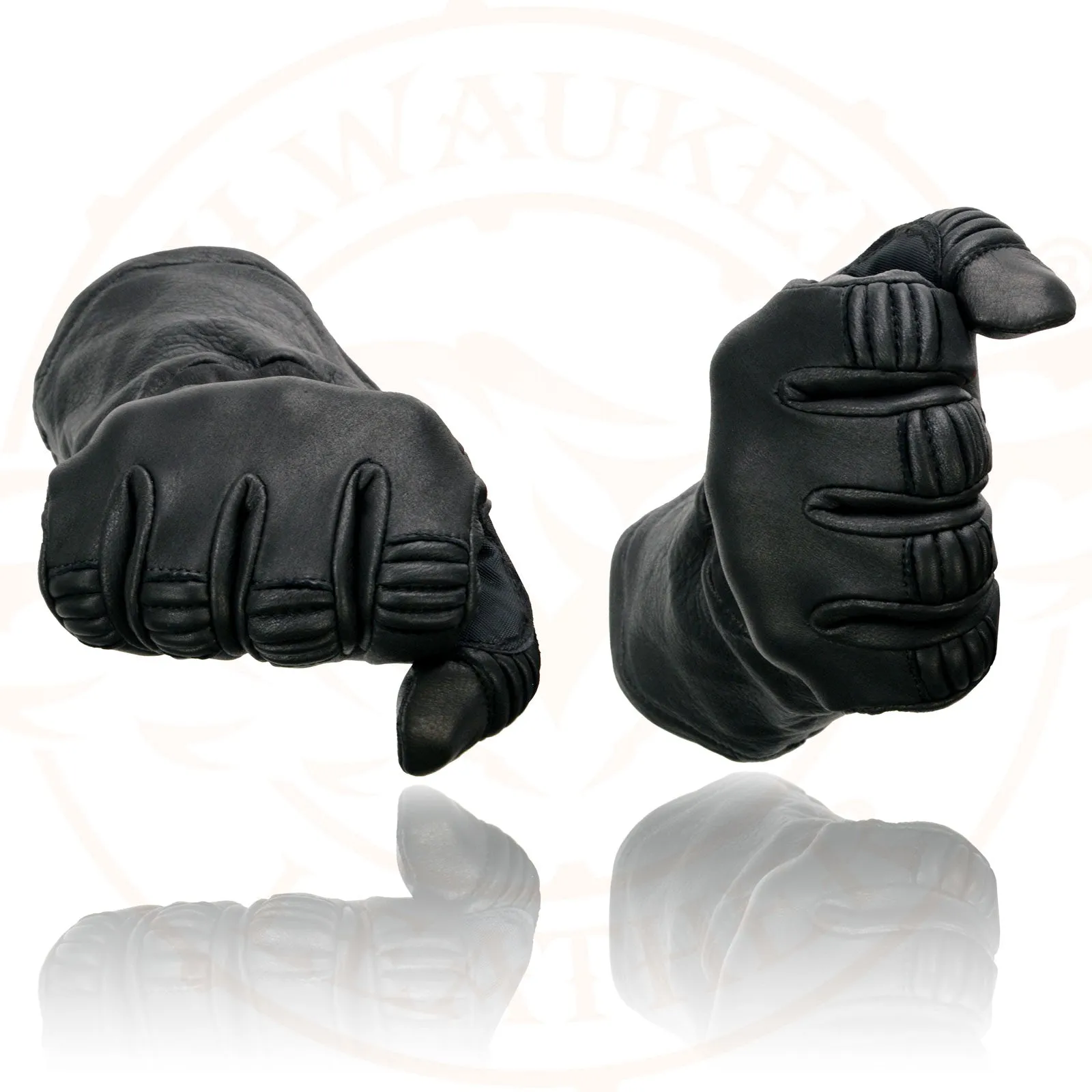Milwaukee Leather Men's Gauntlet Motorcycle Hand Gloves-Black Deerskin Long Cuff Thermal Lined Gel Palm-G039