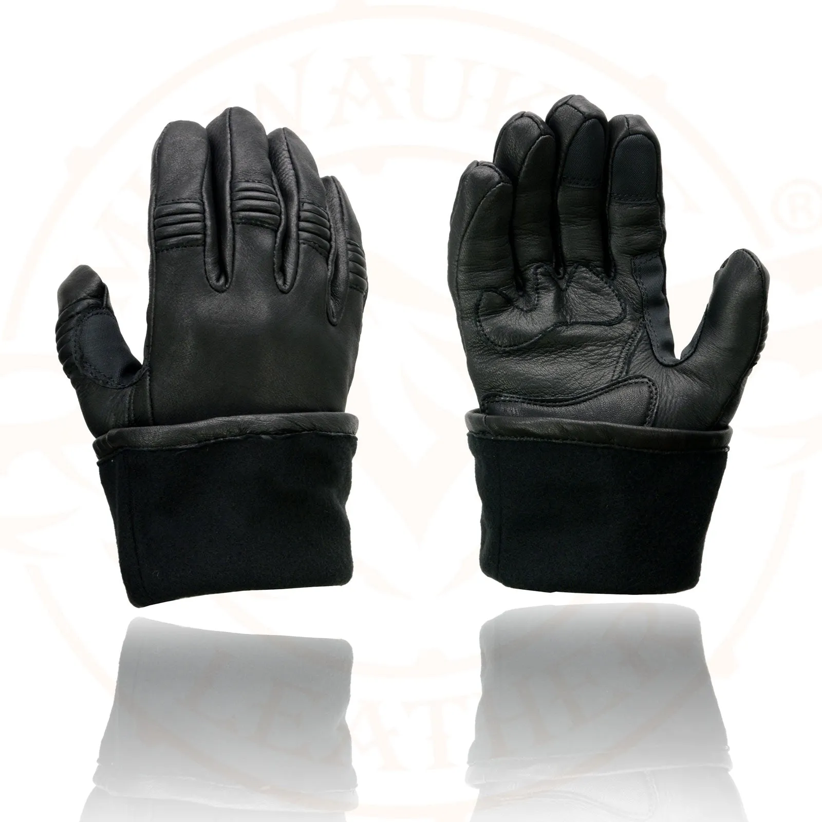 Milwaukee Leather Men's Gauntlet Motorcycle Hand Gloves-Black Deerskin Long Cuff Thermal Lined Gel Palm-G039