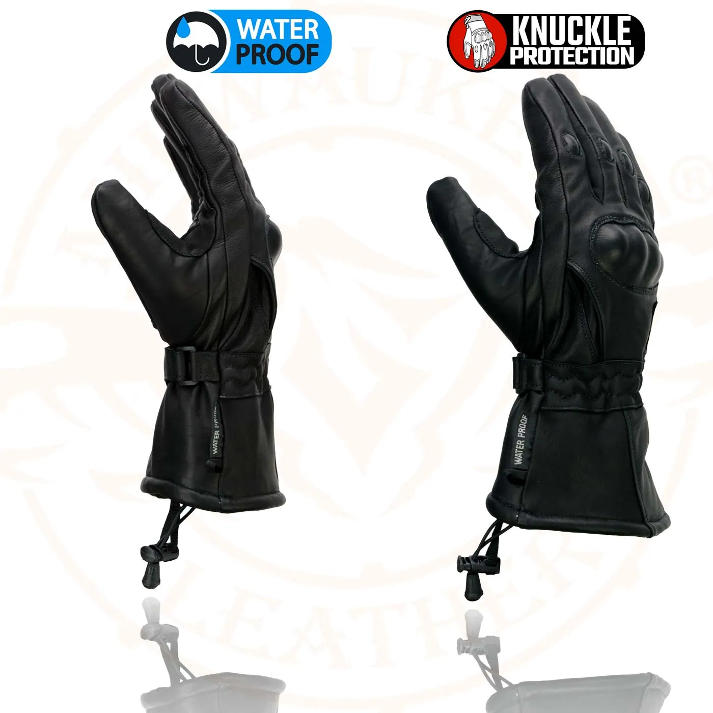 Milwaukee Leather SH815 Men's Black Leather Waterproof Gauntlet Gloves