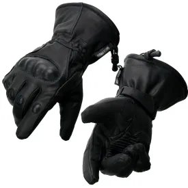 Milwaukee Leather SH815 Men's Black Leather Waterproof Gauntlet Gloves