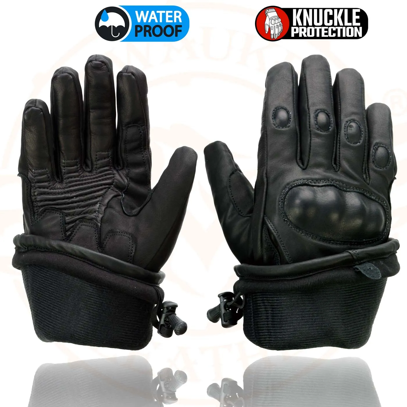 Milwaukee Leather SH815 Men's Black Leather Waterproof Gauntlet Gloves