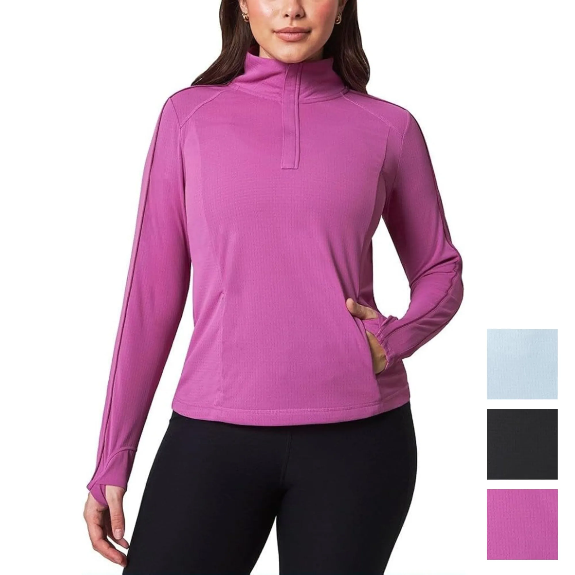 Mondetta Women's Moisture Wicking Quarter-Zip Pullover Sweatshirt Active Top