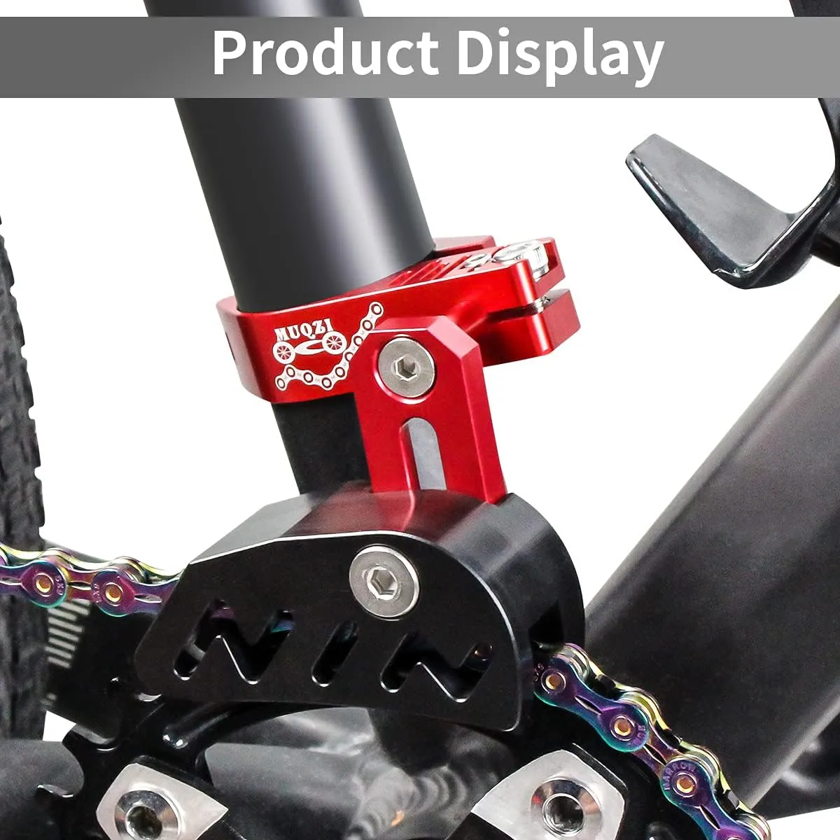 MUQZI Chain Guide, Aluminum Alloy Bike Chain Guide Mountain Bike Chain Deflectors Adjustable MTB Cycle Single Crankset Bicycle Chain Protector