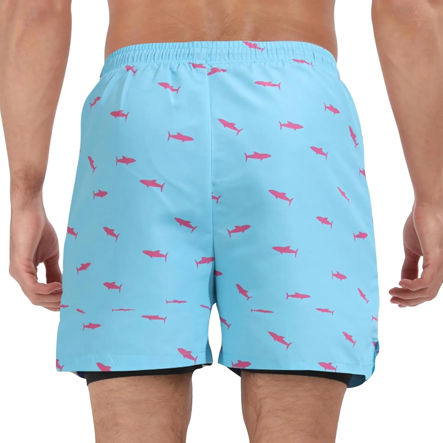 Muscle Killer Men's Swim Trunks with Compression Liner 2 in 1 Board Beach Shorts Quick Dry Swimwear Bathing Suits Swim Short